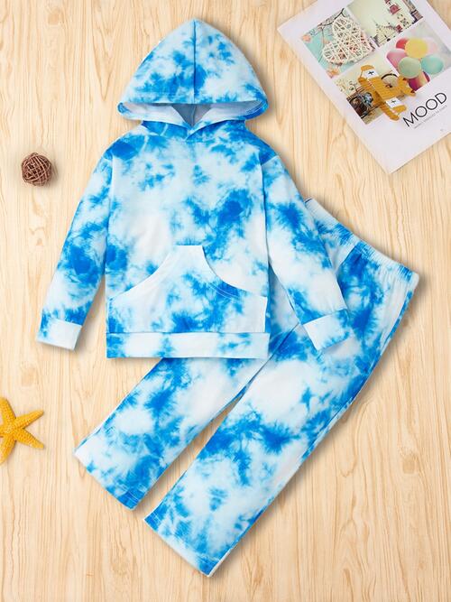 Toddlers' Cozy Vibes Tie-Dye Hooded Sweater and Sweatpants Set